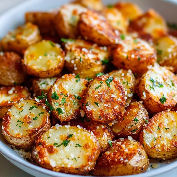Crispy Garlic Parmesan Crusted Potatoes