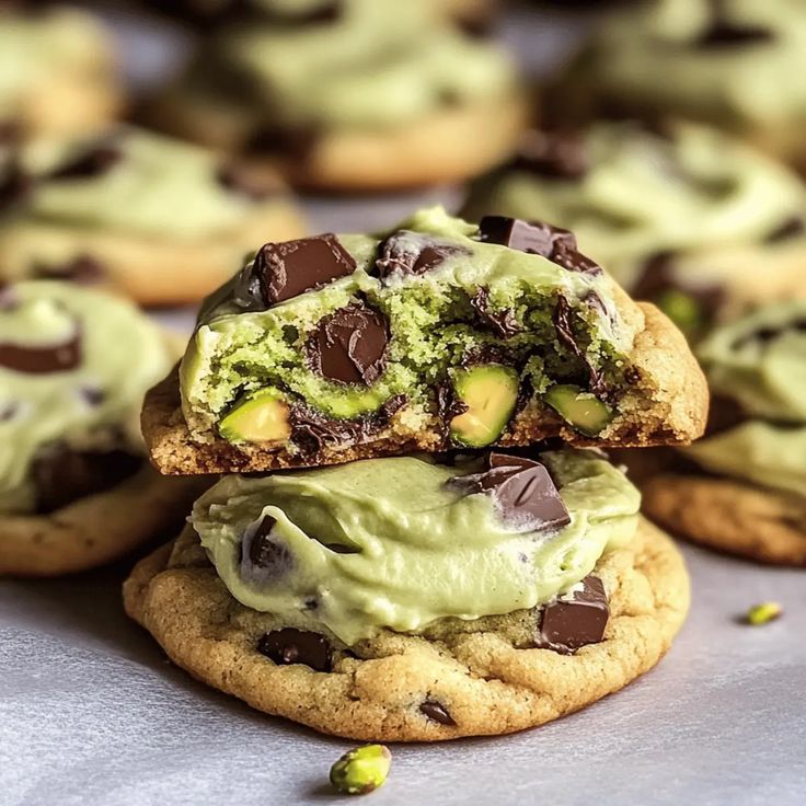 Delicious Pistachio Cream Chocolate Chip Cookies