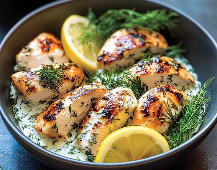 Mediterranean Lemon-Dill Chicken Bowls