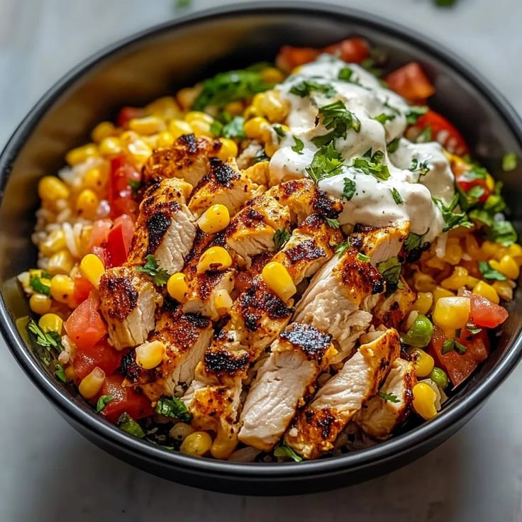 Street Corn Chicken Rice Bowl