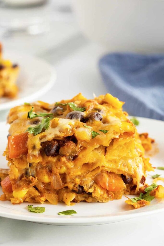 Easy Enchilada Casserole with Beef, Chicken & Beans