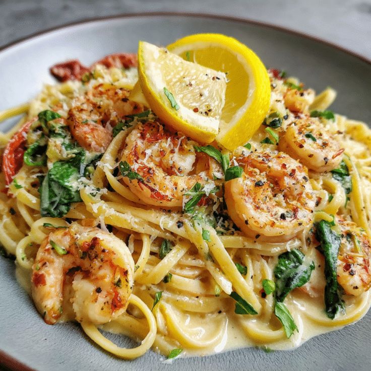 Easy Creamy Shrimp Linguine