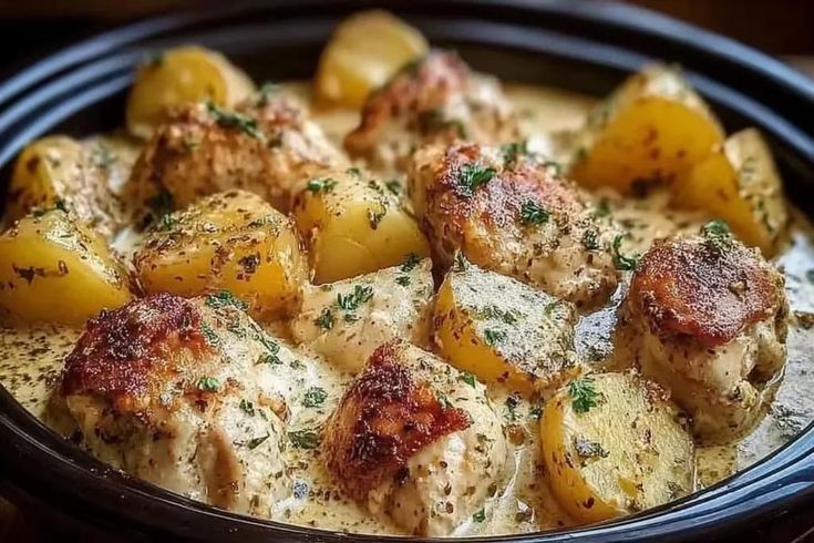 Easy Crockpot Creamy Garlic Parmesan Chicken