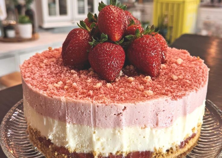 No-Bake Strawberry Crunch Cheesecake