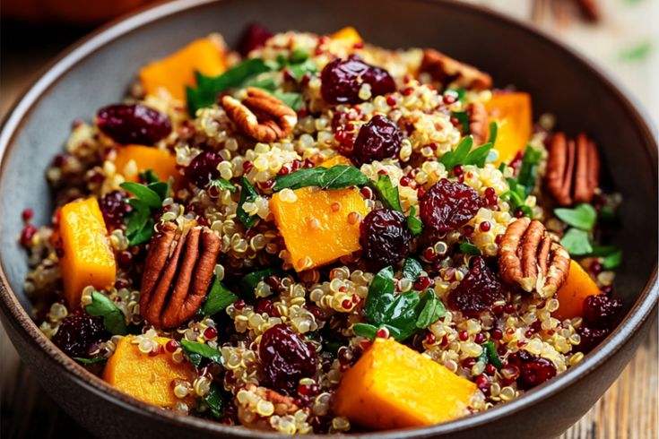Roasted Pumpkin, Pecan & Cranberry Quinoa Salad