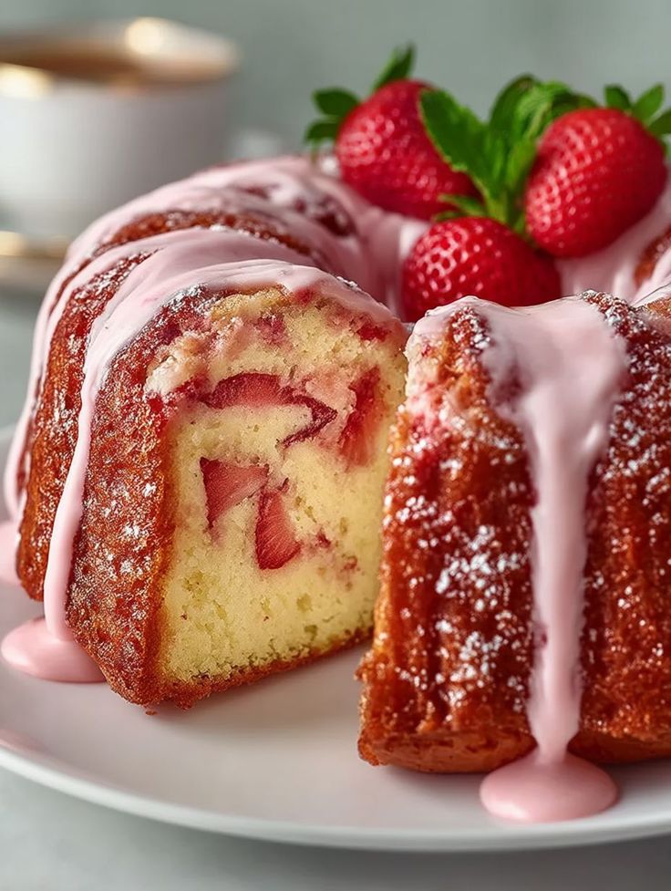 Strawberry Milkshake Pound Cake