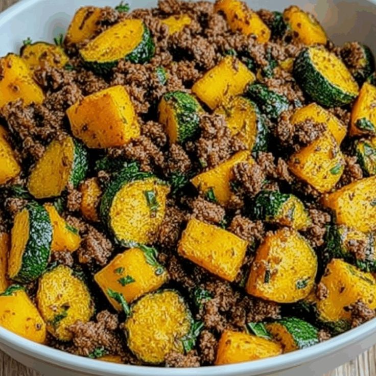 Ground Beef Zucchini Sweet Potato Skillet