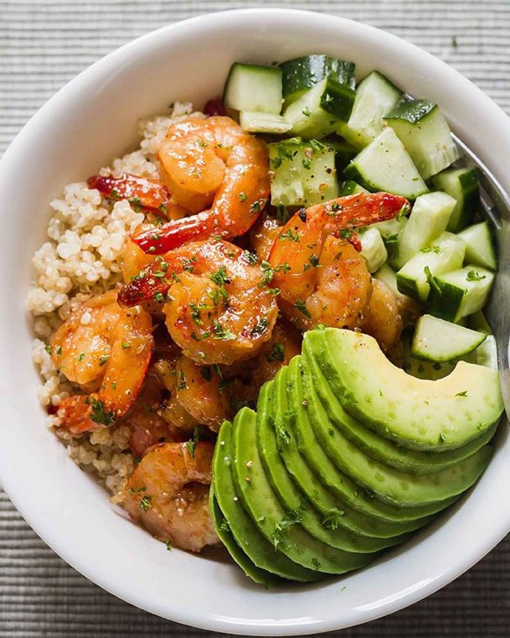 Healthy Shrimp Avocado Quinoa Bowl