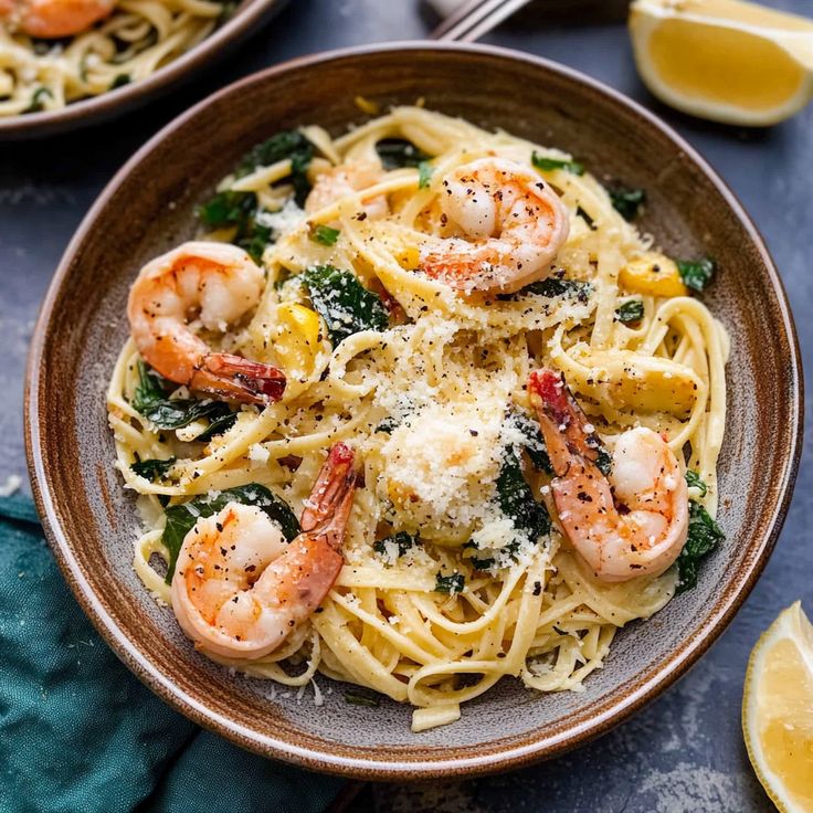 Lemon Garlic Shrimp Pasta