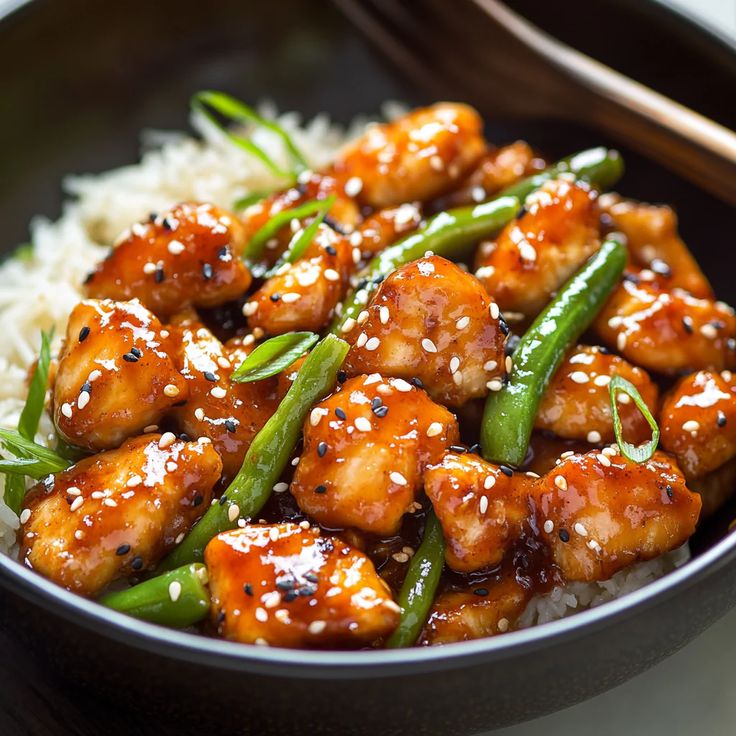 Sesame Chicken with Green Beans