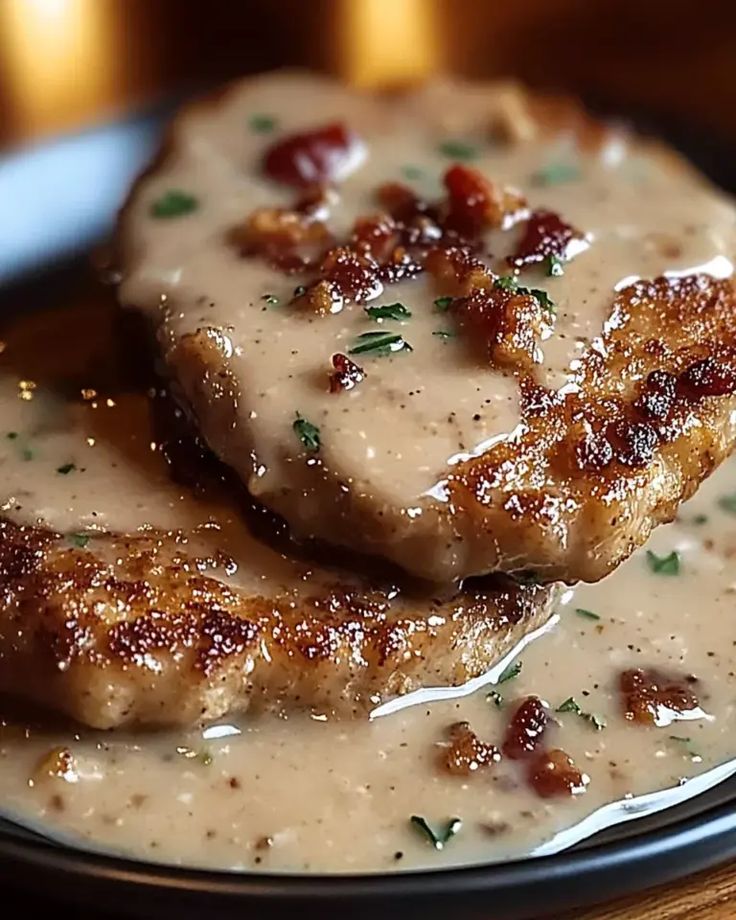 Fried Pork Chop with Bacon Gravy