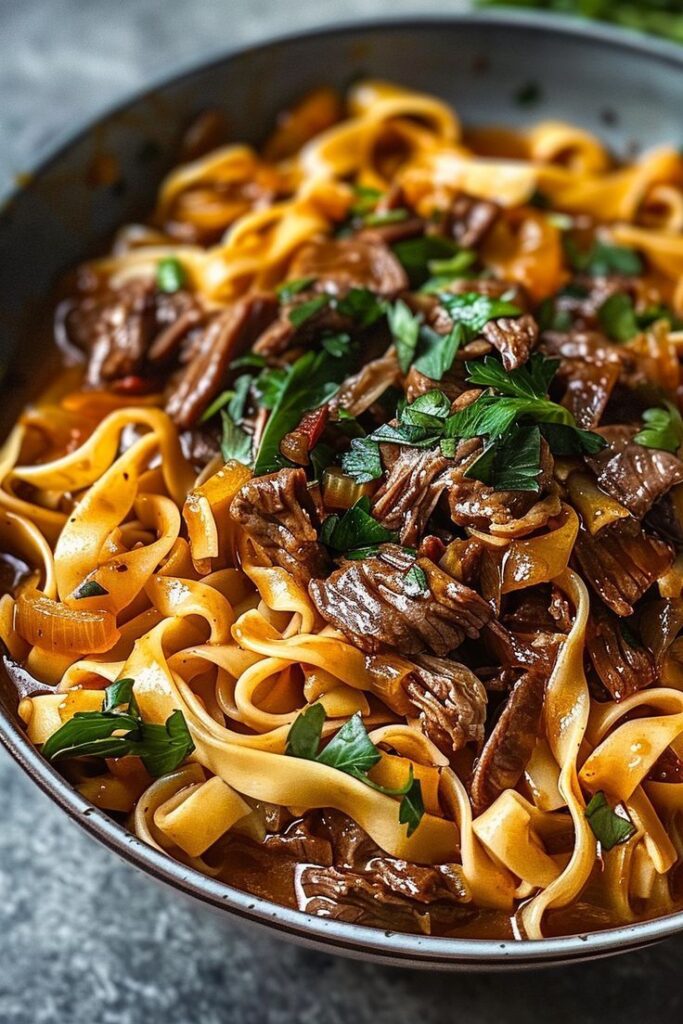 Beef Stew and Noodles