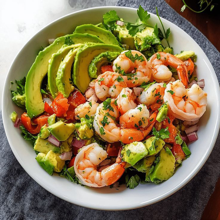 Shrimp Avocado Spinach Salad