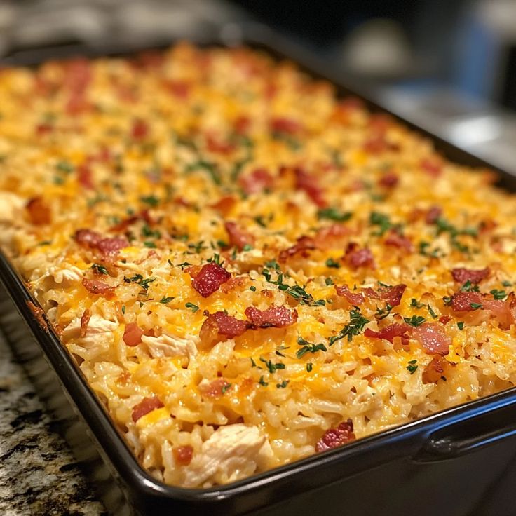 Cheesy Chicken Bacon Ranch Rice Bake