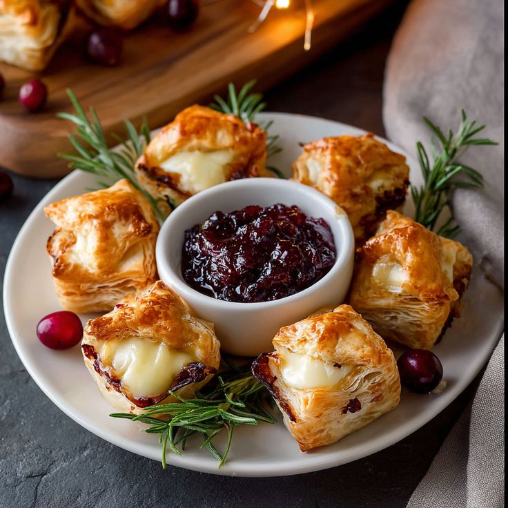 Cranberry Brie Puff Pastry Bites