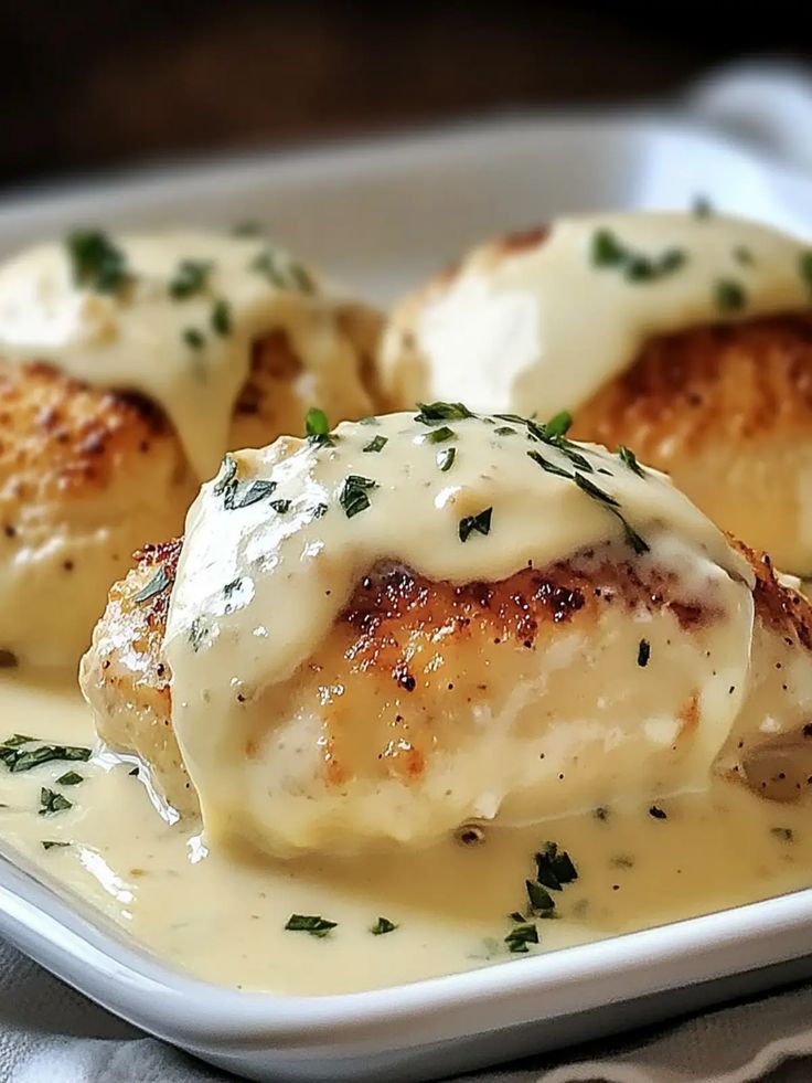 Chicken Pillows with Creamy Parmesan Sauce