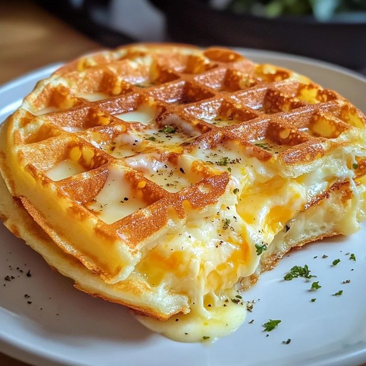 Cheesy Garlic Waffles