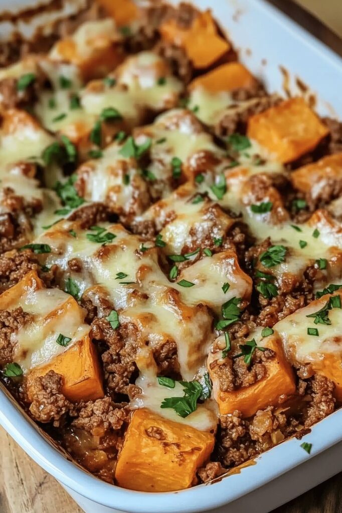 Healthy Ground Turkey Sweet Potato Bake