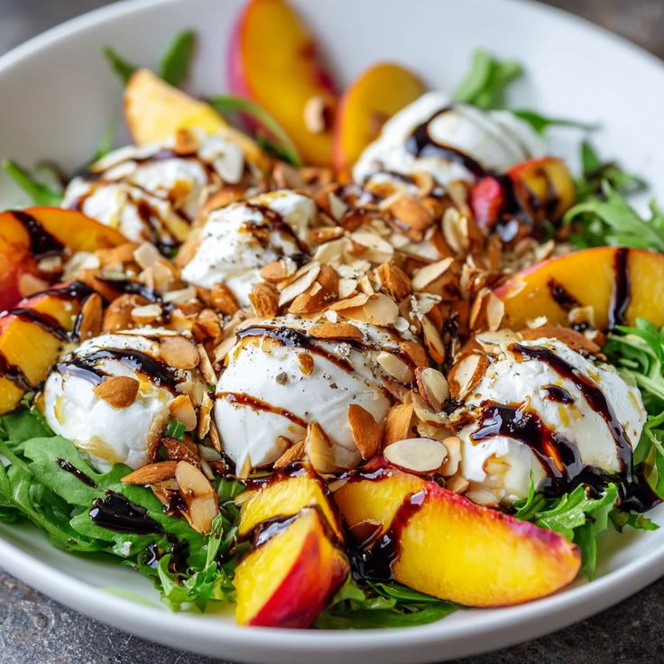 Tomato Peach Burrata Salad