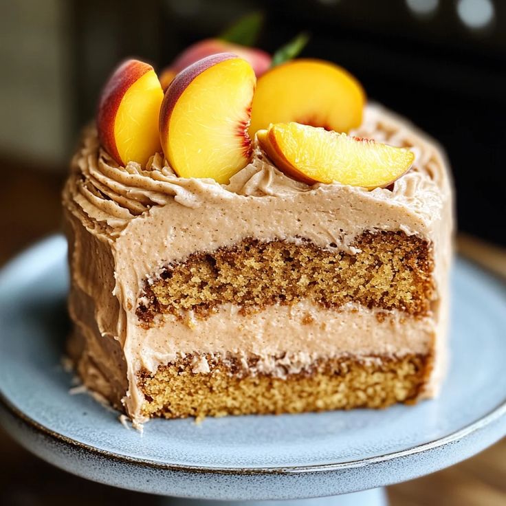 Peach Cake with Brown Sugar Frosting