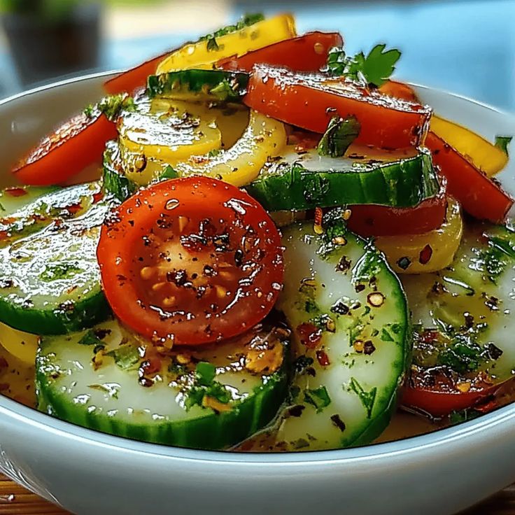 Marinated Cucumbers, Onions, and Tomatoes