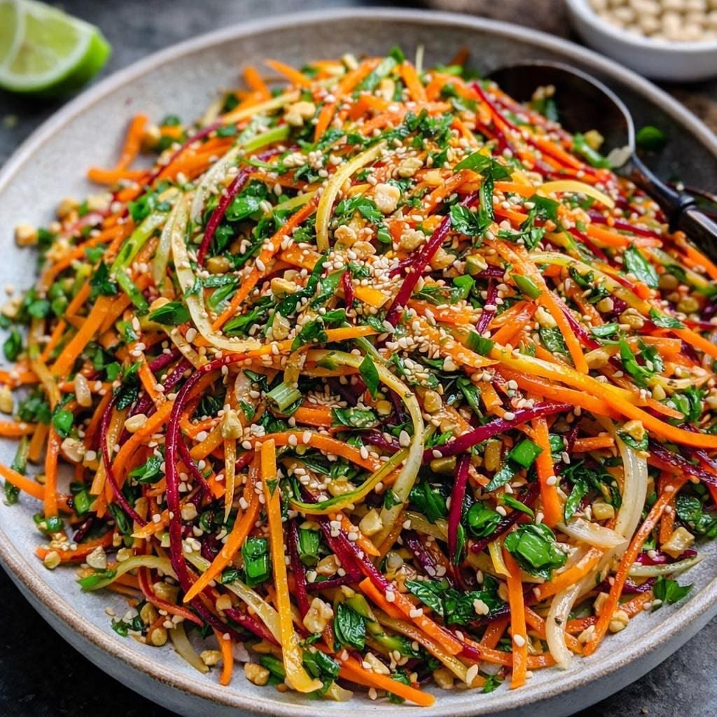 Shaved Rainbow Carrot Sesame Salad