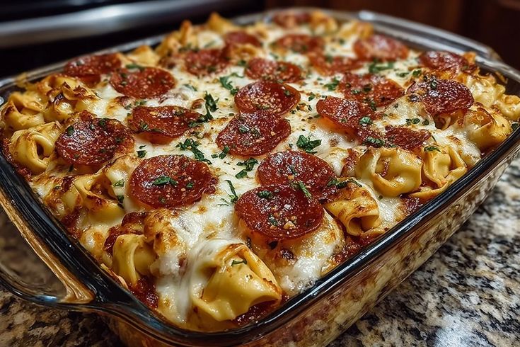 Tortellini Pepperoni Pizza Casserole