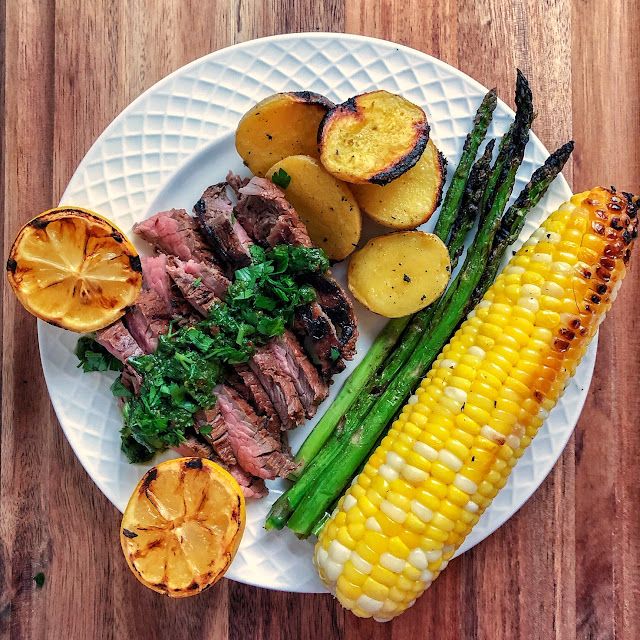 Grilled Flank Steak with Lemon-Herb Sauce