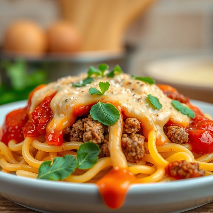 Beef Orzo with a Tomato Cream Sauce