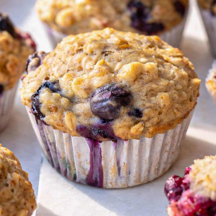 Blueberry Oatmeal Greek Yogurt Muffins