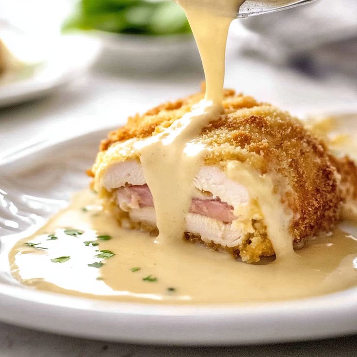 Chicken Cordon Bleu with Cheese Sauce