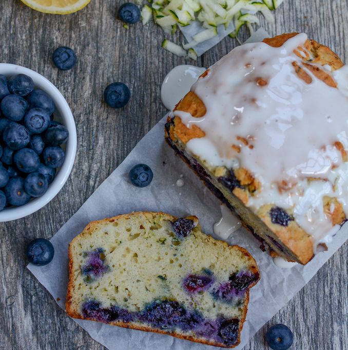Blueberry Zucchini Bread with Lemon Glaze