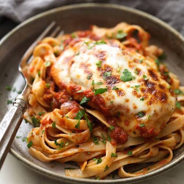 Mozzarella Chicken with Tomato Sauce and Mushrooms