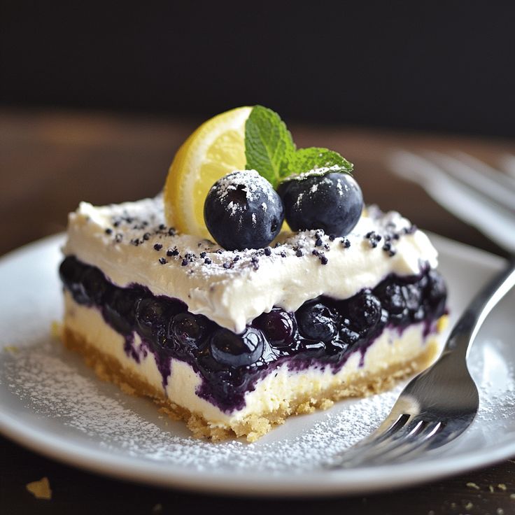No Bake Lemon Blueberry Dessert