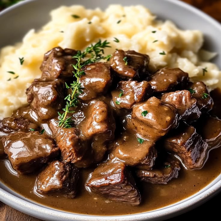 Beef Tips and Rice