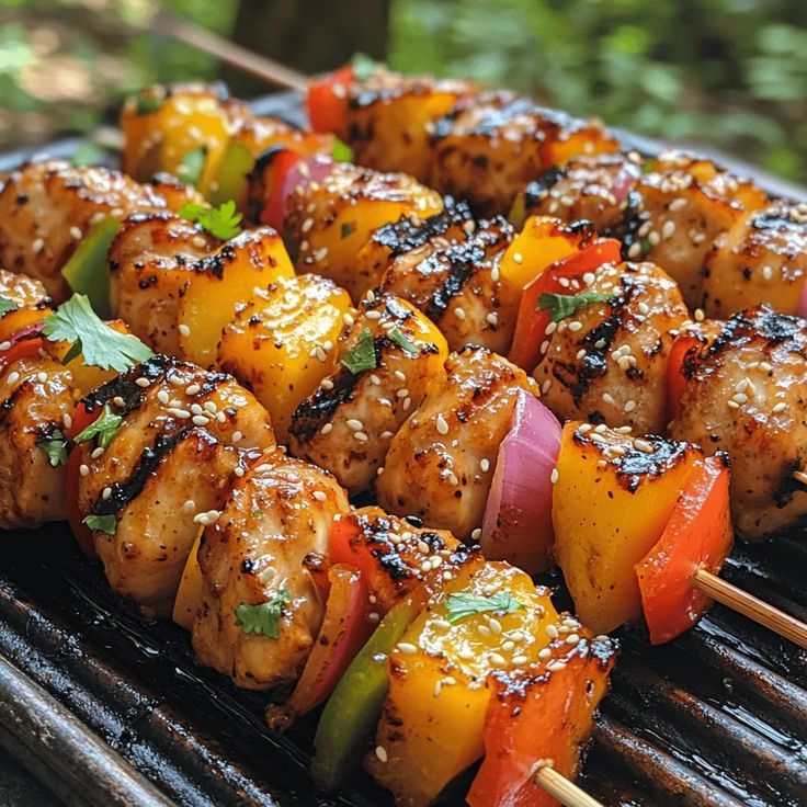 Hawaiian Chicken Kabobs with Honey BBQ