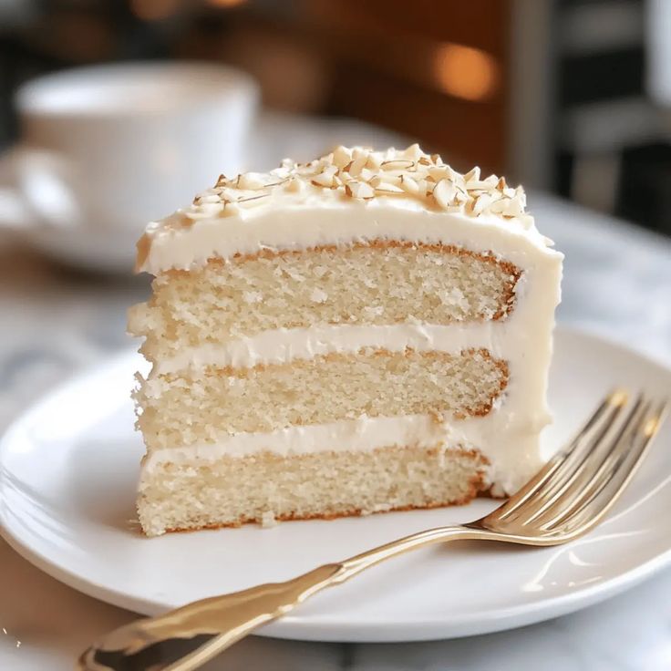 White Almond Wedding Cake