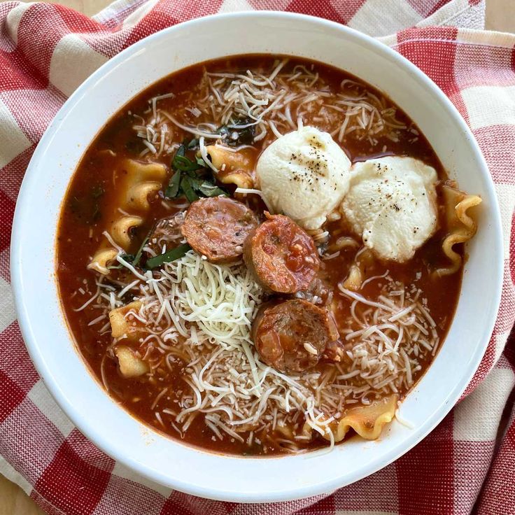 Lasagna Soup with Sausage and Ground Beef