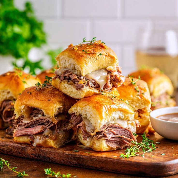 Cheesy Beef French Dip Sliders
